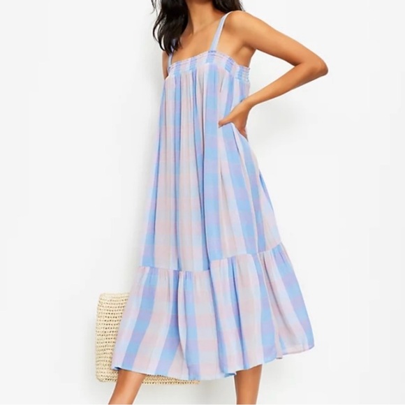 LOFT Dresses & Skirts - Loft Blue and Pink Striped Maxi Dress